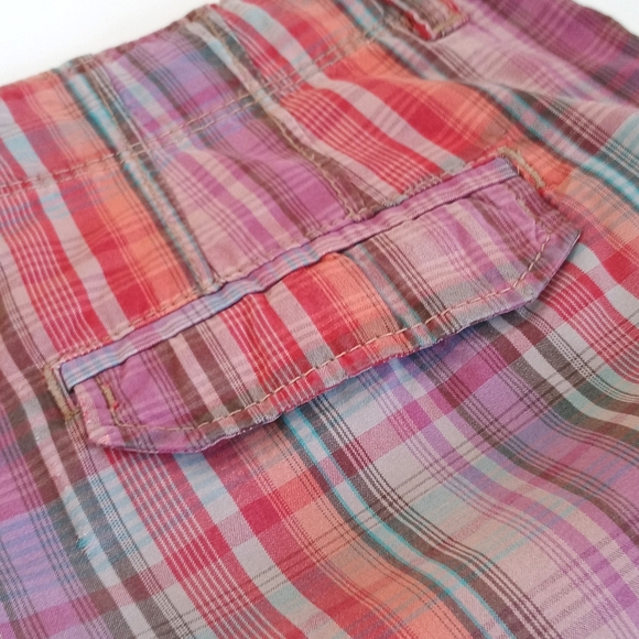 **Relisted** Old Navy Women's Low Rise Orange Plaid Cotton Shorts Size 2 - Picture 4 of 8